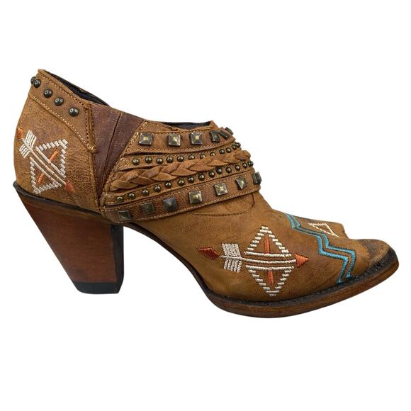 Lane Women’s Nova Aztec Peep Toe Studded Western Ankle Boot Size US 9.5 - Picture 4 of 11